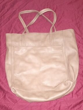 Merona Large Stylish Tan Tote Bag Pleather Summer Accessories Beach Big 👜